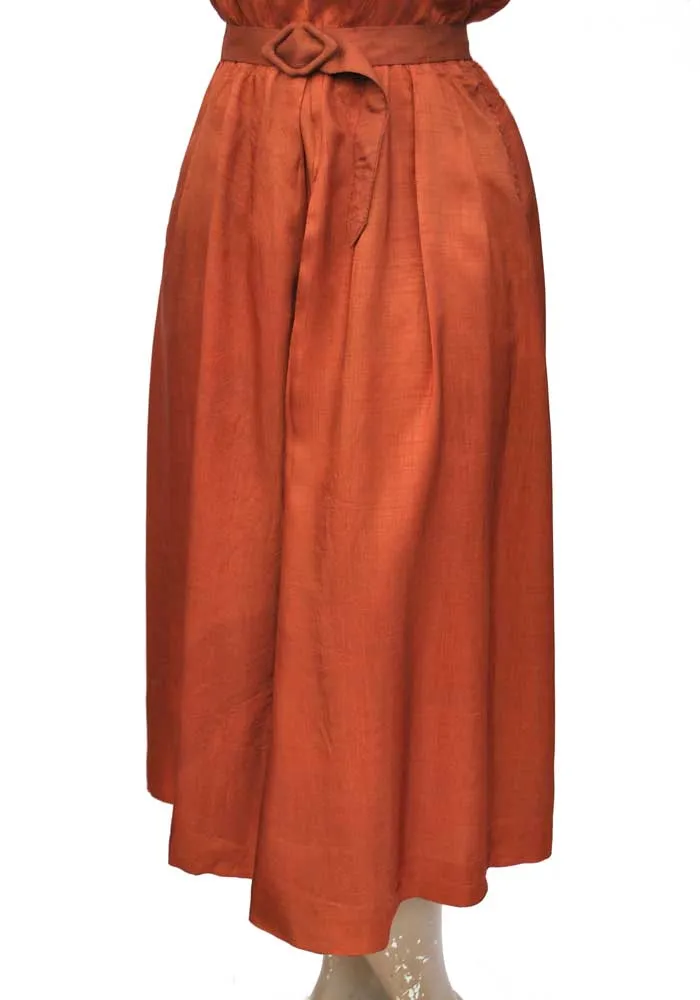 1940s Vintage Copper Silk Shirtwaister Dress • Summer Tea Dress