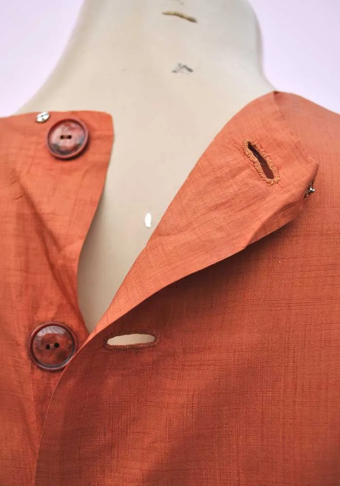 1940s Vintage Copper Silk Shirtwaister Dress • Summer Tea Dress