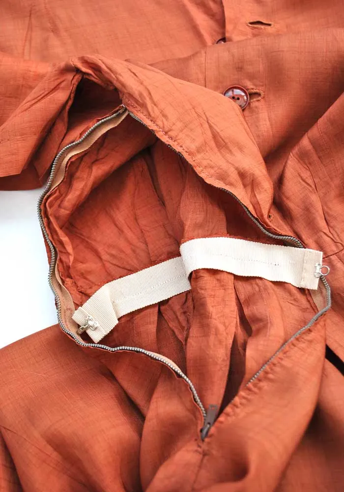 1940s Vintage Copper Silk Shirtwaister Dress • Summer Tea Dress