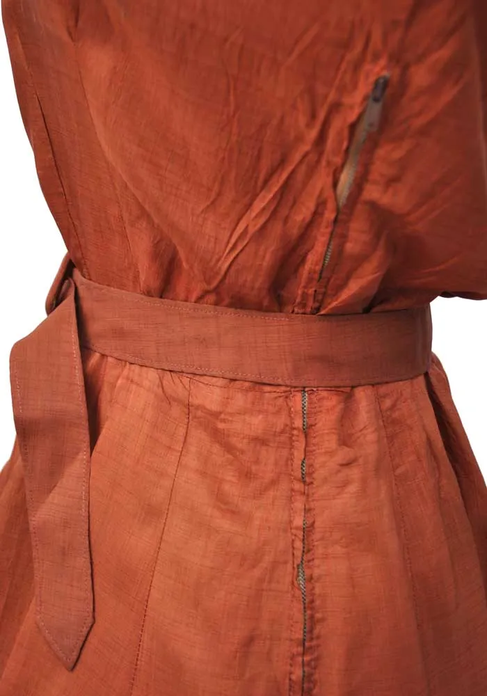 1940s Vintage Copper Silk Shirtwaister Dress • Summer Tea Dress