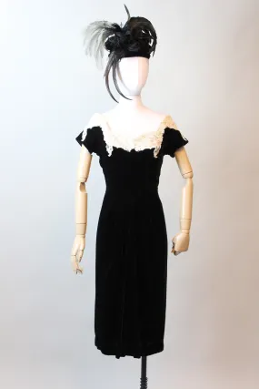 1950s DOROTHY O'HARA velvet lace dress small | new fall