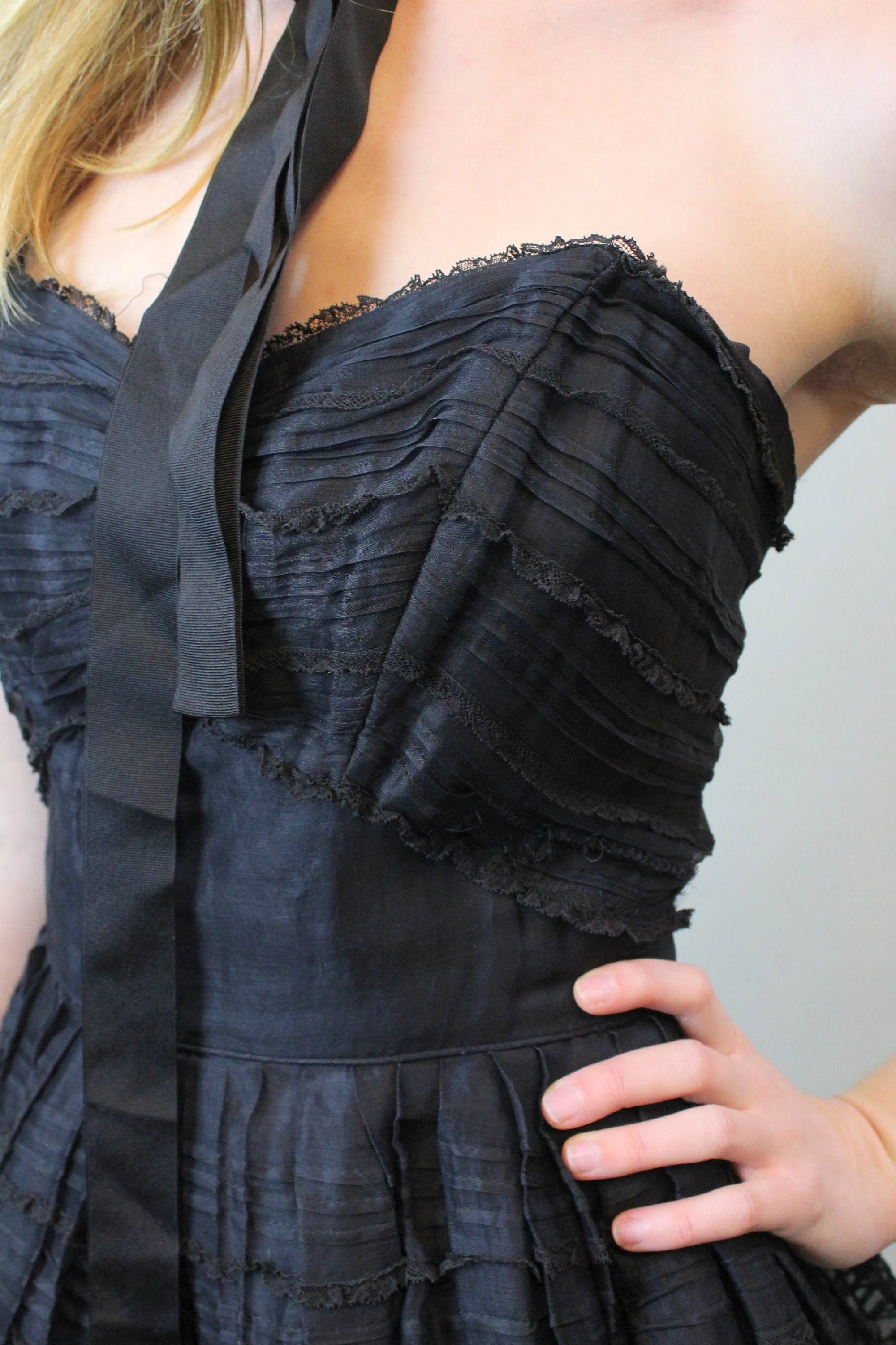1950s RAPPI silk STRAPLESS organdy dress xs | new spring summer
