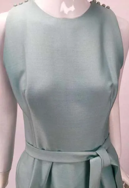 1960s Geoffrey Beene Seafoam Green Silk Sleeveless Cocktail Dress