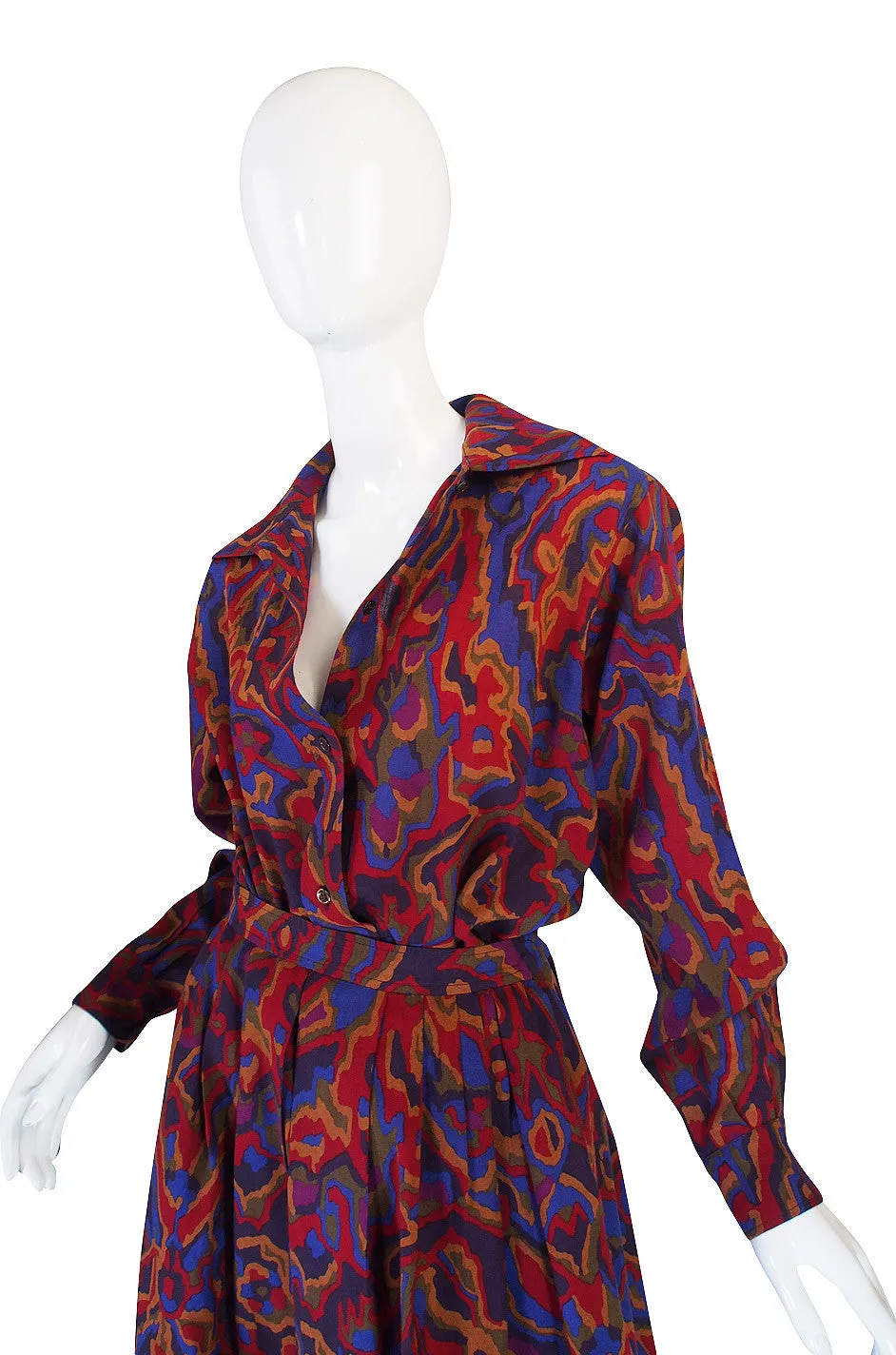 1970s Beautiful Wool Challis Yves Saint Laurent Set