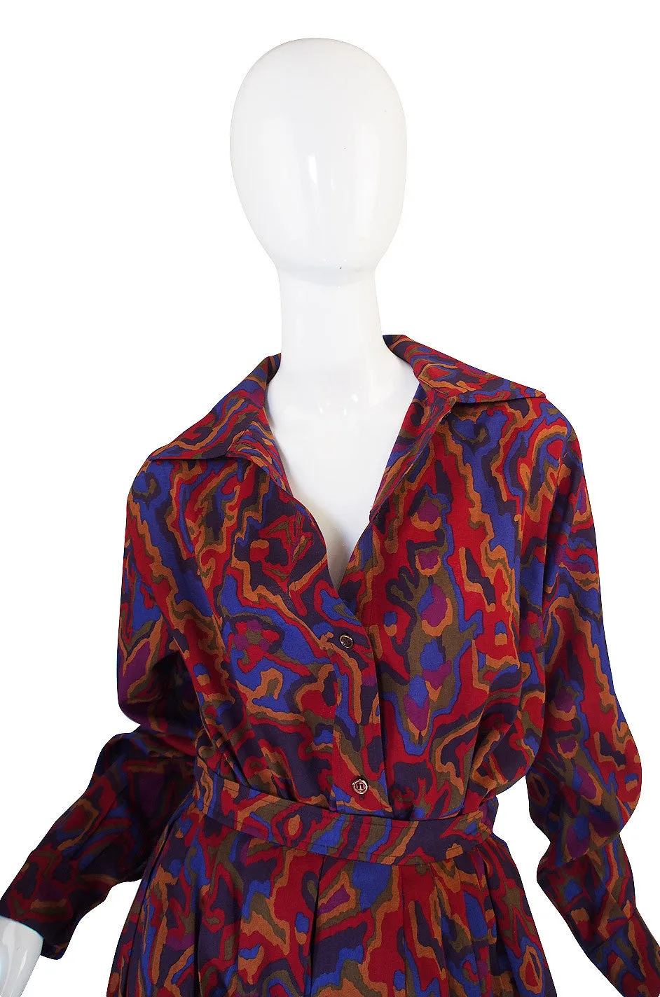1970s Beautiful Wool Challis Yves Saint Laurent Set