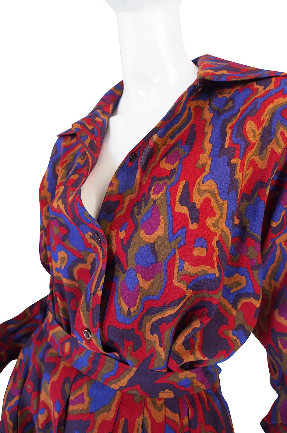 1970s Beautiful Wool Challis Yves Saint Laurent Set