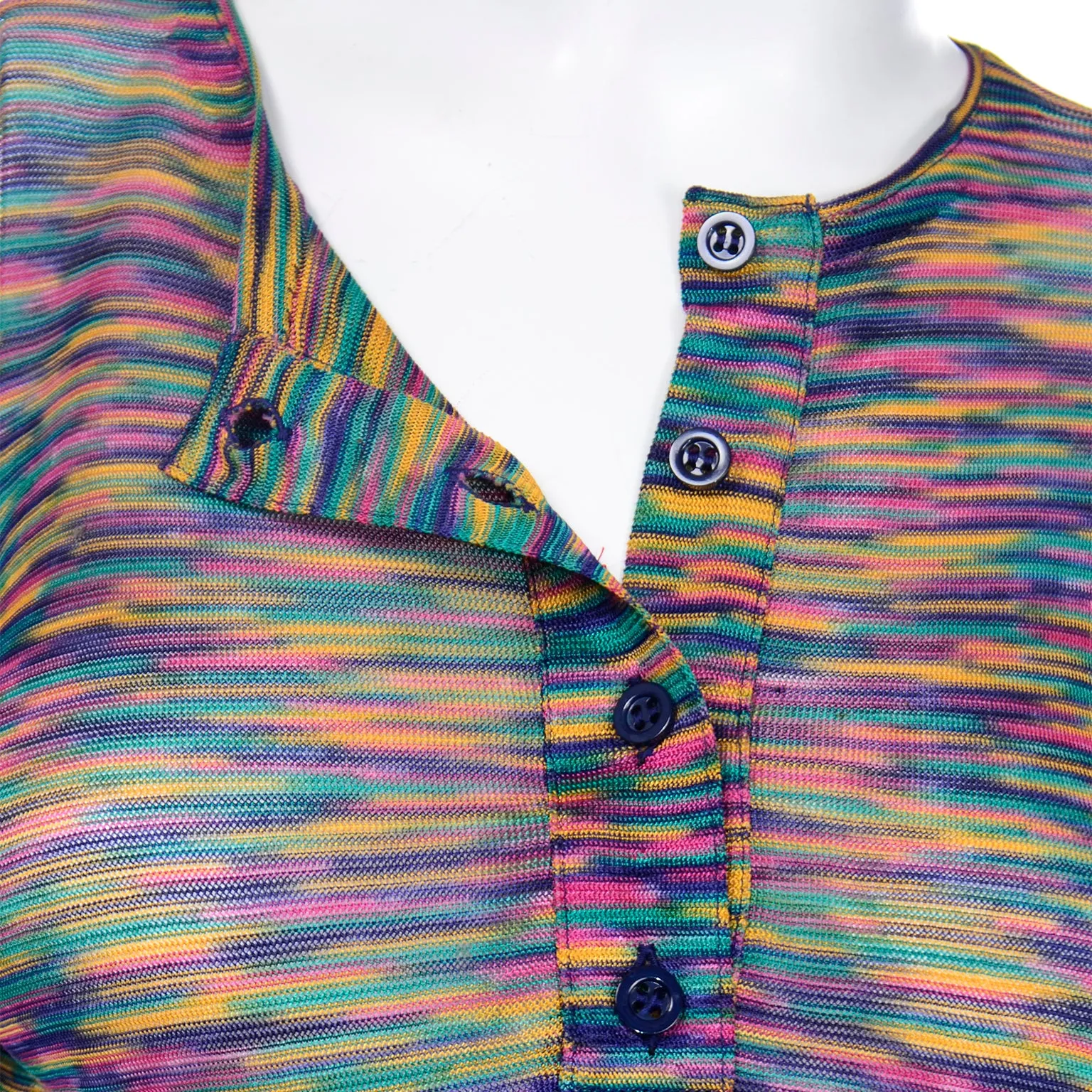 1970s Missoni Rainbow Multi Colored Striped Maglia Knit Skirt & Top Outfit