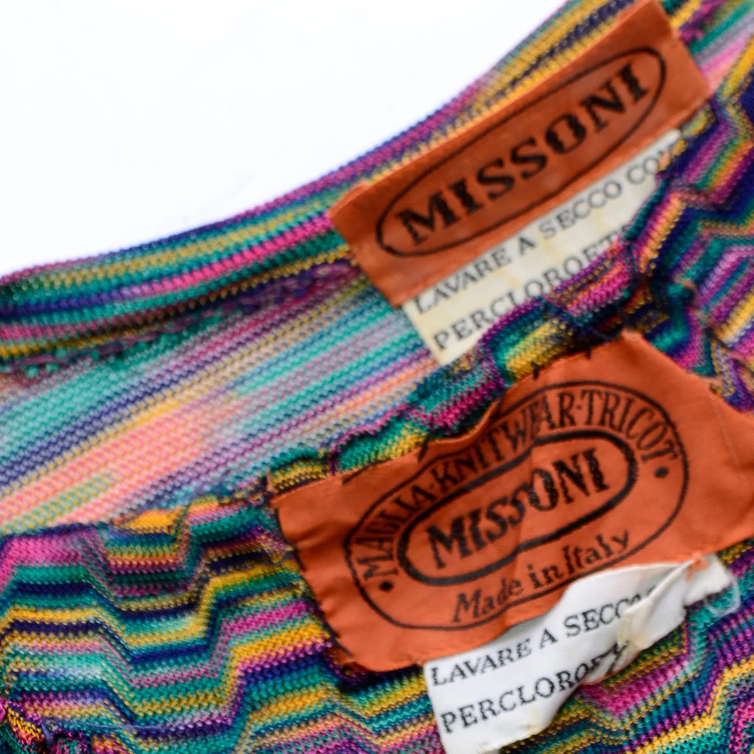 1970s Missoni Rainbow Multi Colored Striped Maglia Knit Skirt & Top Outfit