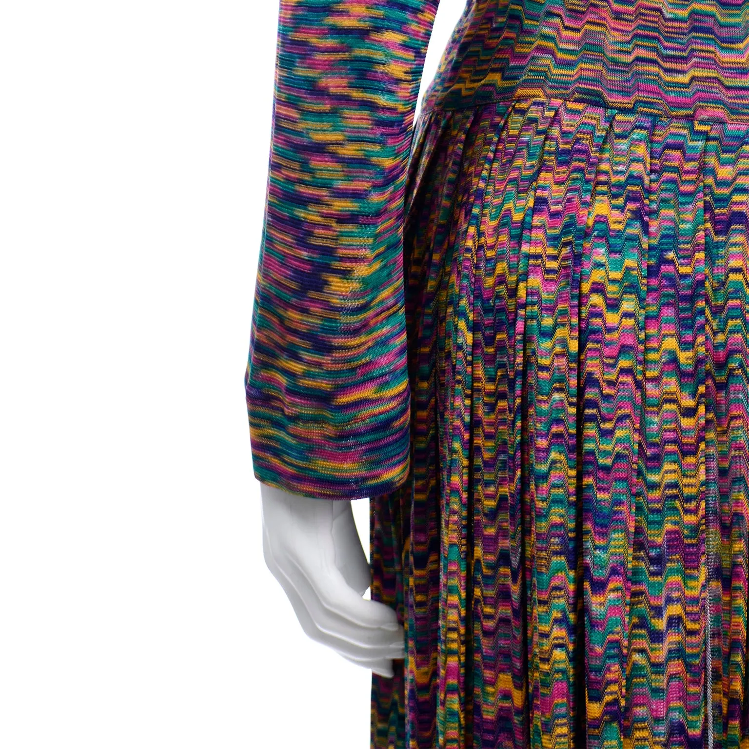 1970s Missoni Rainbow Multi Colored Striped Maglia Knit Skirt & Top Outfit