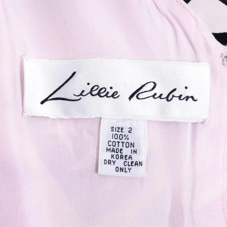 1980s Lillie Rubin Vintage Dress w/ Pink & Black Graphic Abstract Print
