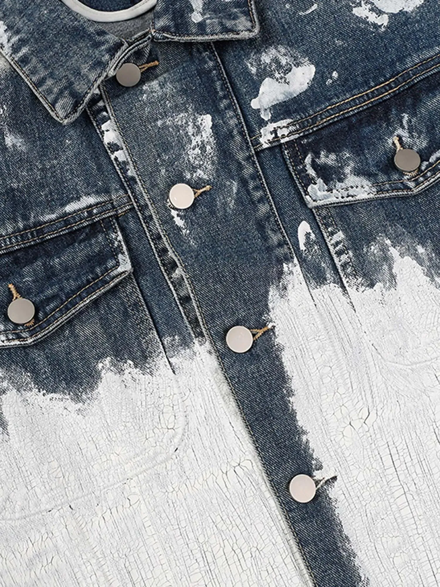 1984 American Street Fashion Heavy Industry Washed Contrast Denim Jacket