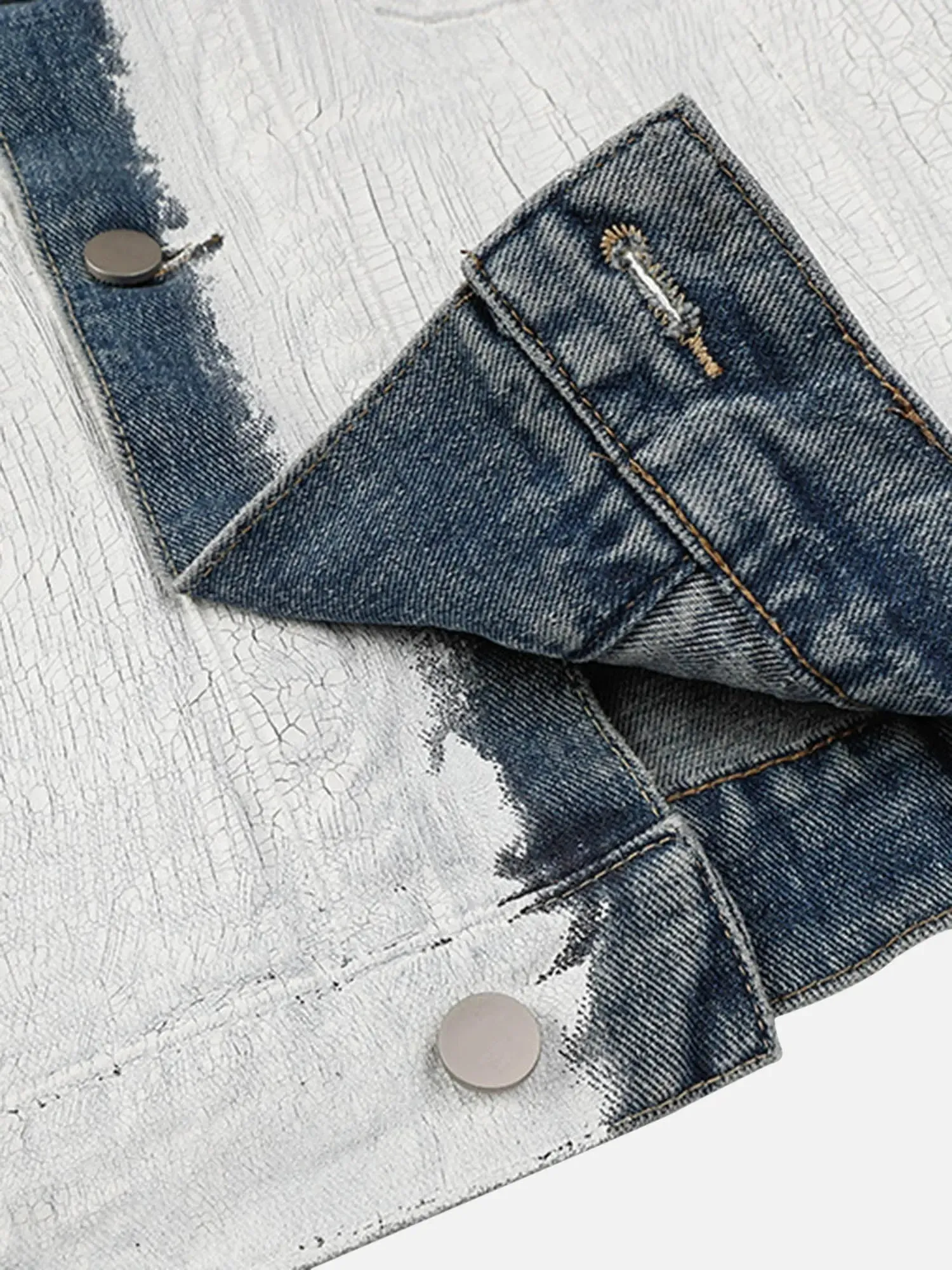 1984 American Street Fashion Heavy Industry Washed Contrast Denim Jacket