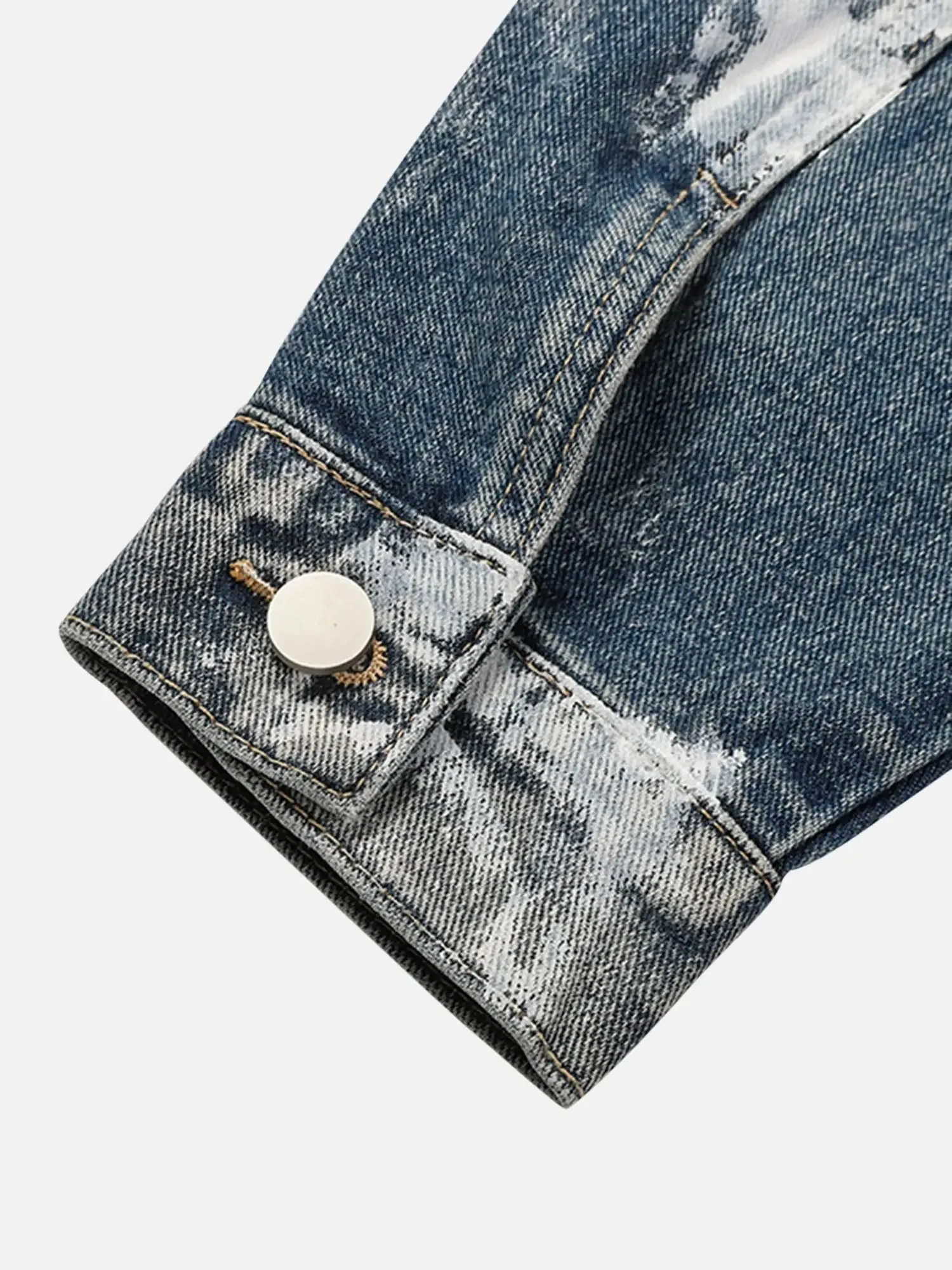 1984 American Street Fashion Heavy Industry Washed Contrast Denim Jacket