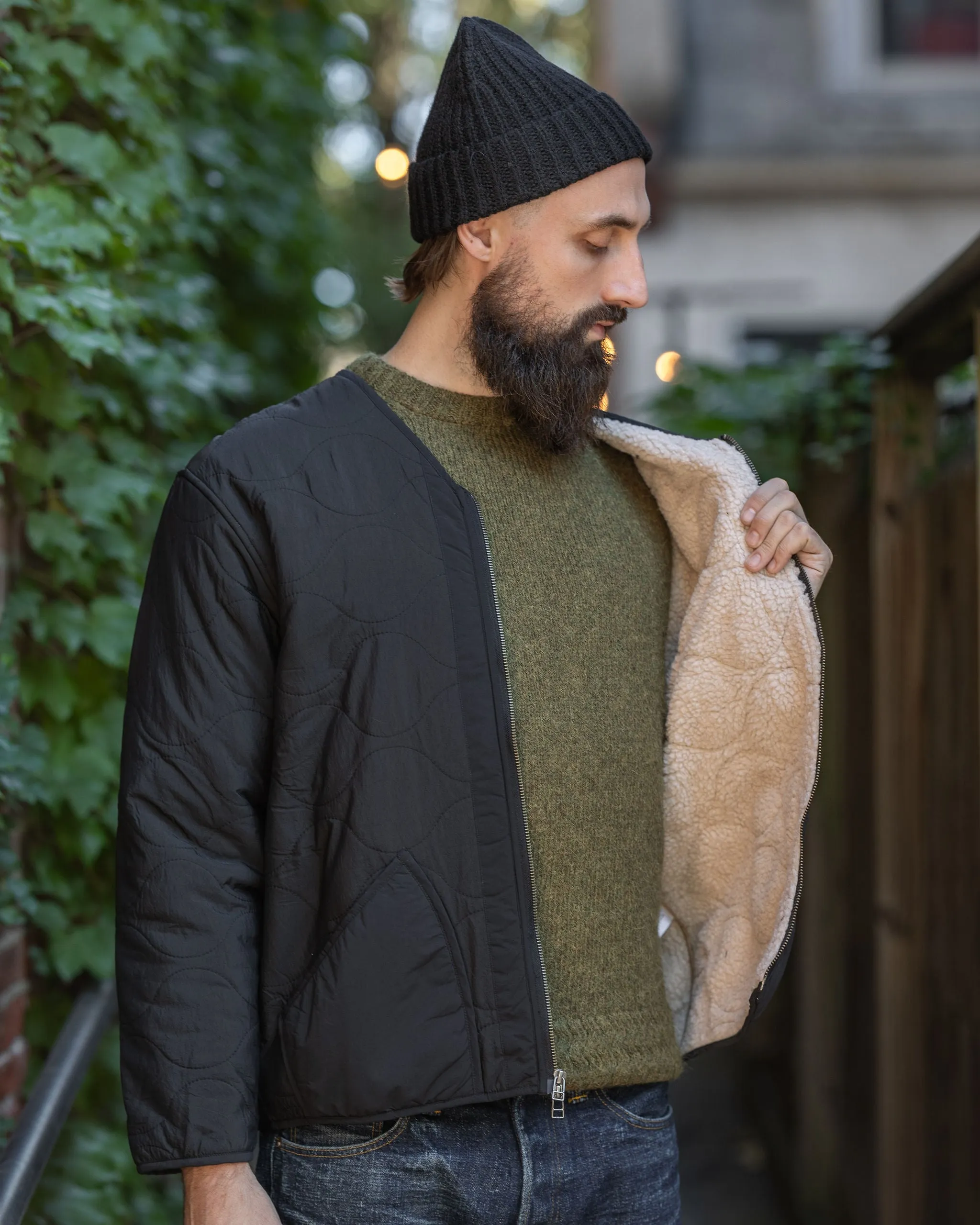 3sixteen Zip Liner Jacket - Sherpa Black Nylon