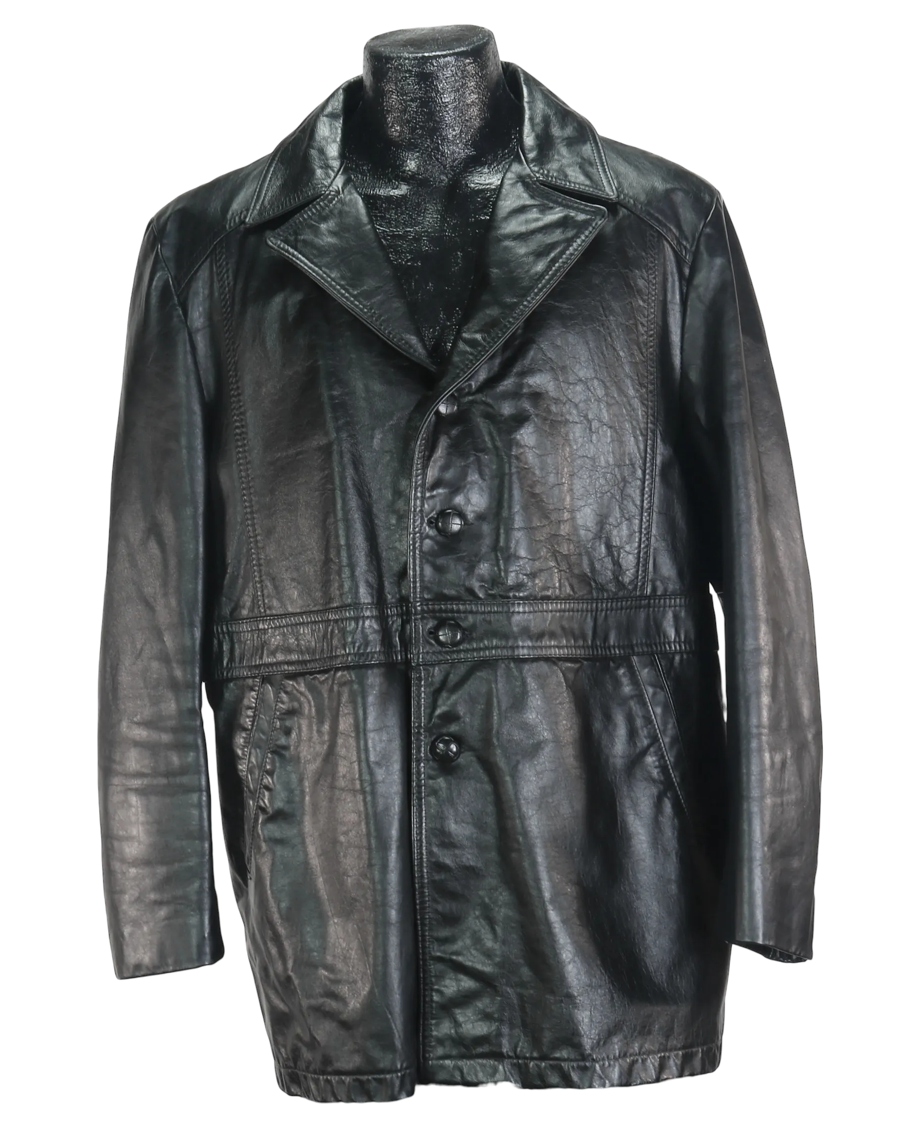 80s Leather Shop Black Lined Jacket       L