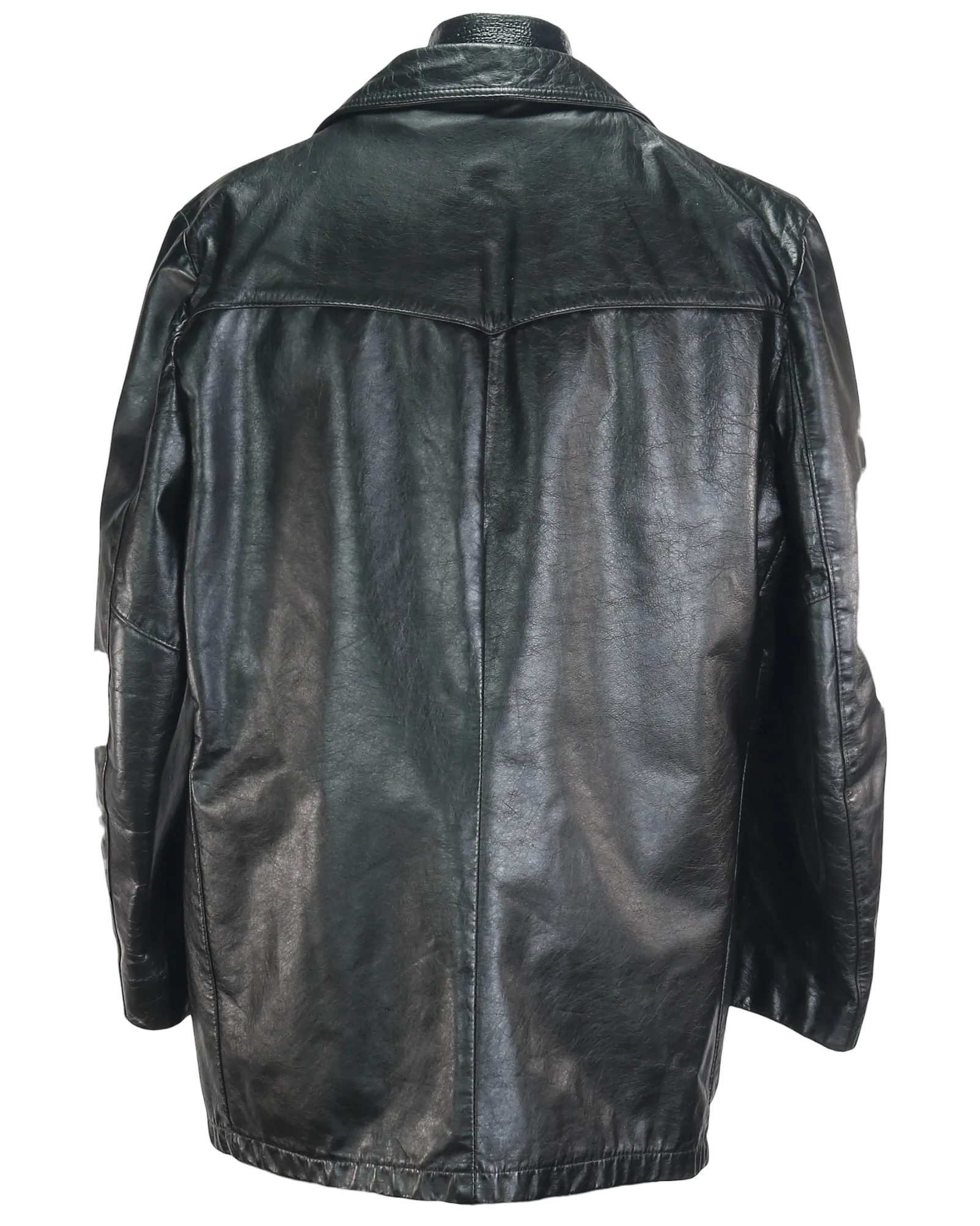 80s Leather Shop Black Lined Jacket       L