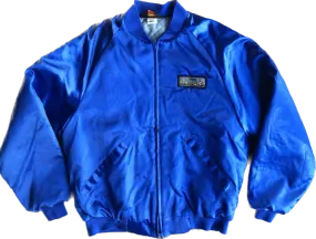 80s Pla_Jac Blue Satin Bomber Jacket     L