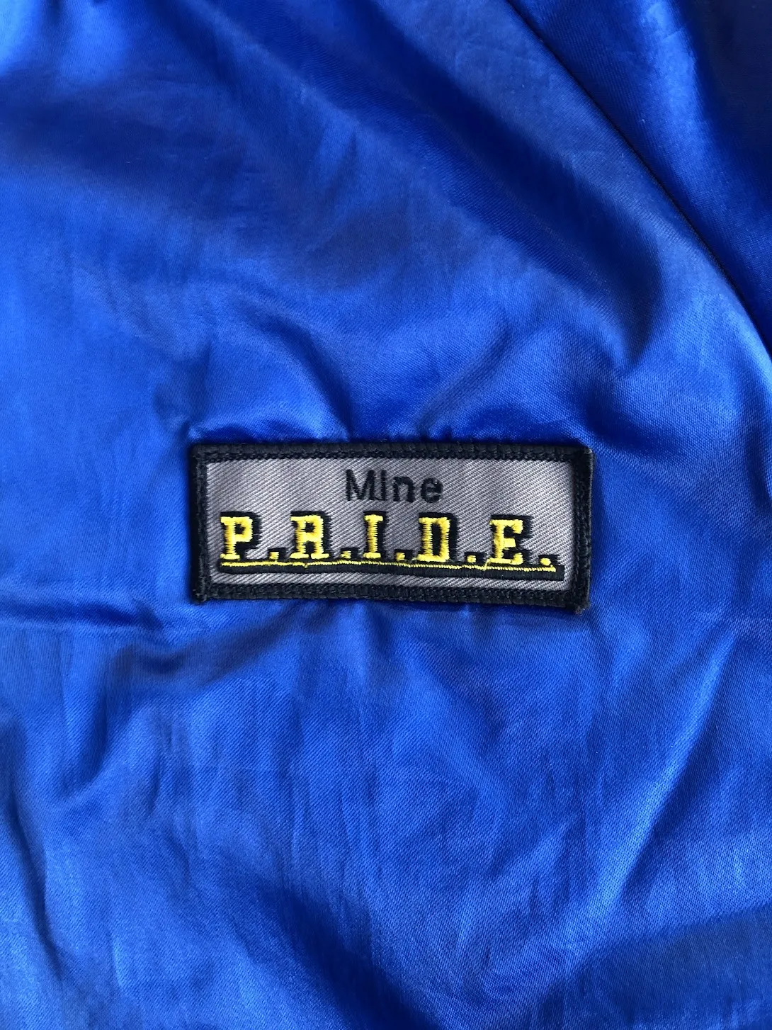 80s Pla_Jac Blue Satin Bomber Jacket     L