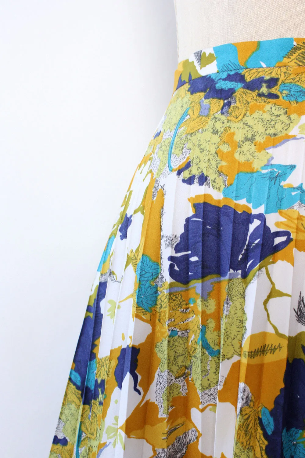 Abstract Floral Pleat Skirt L