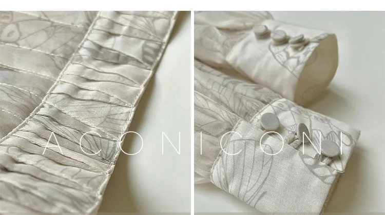 Aconiconi Luxury V-Neck Shirt Sleeve Long Pleated Dinner Dress- Mina Kagawa