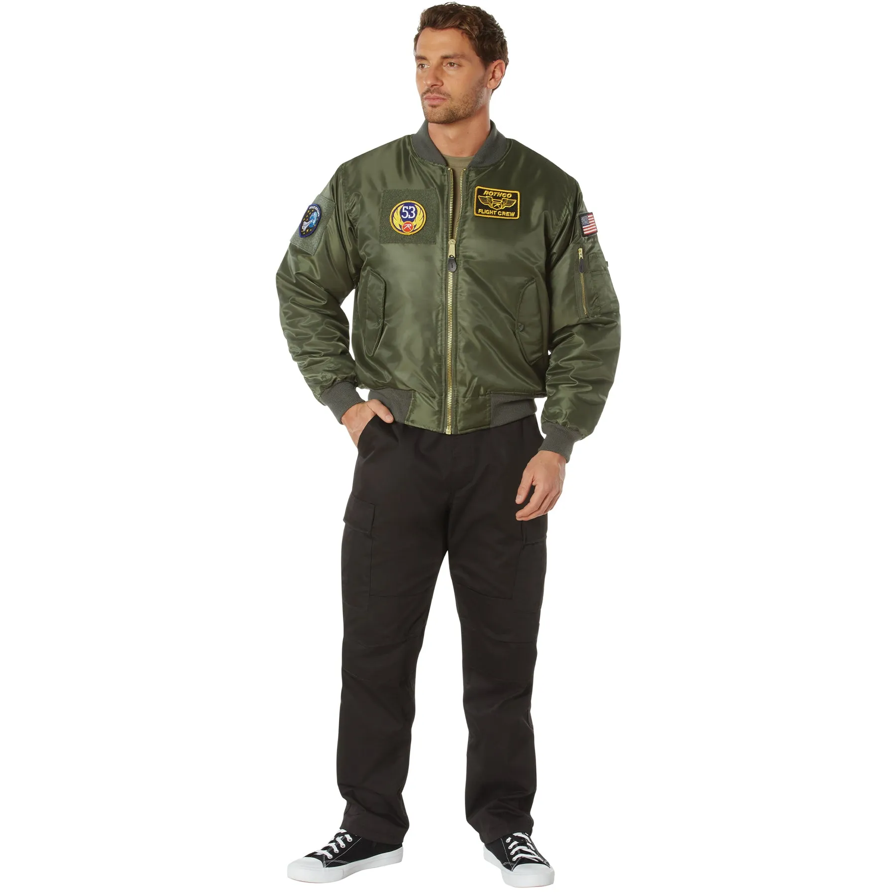 Adaptable MA-1 Flight Jackets with Patches