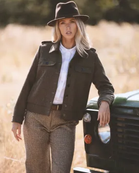 Amelia Bomber Jacket - Shetland Tweed Herringbone