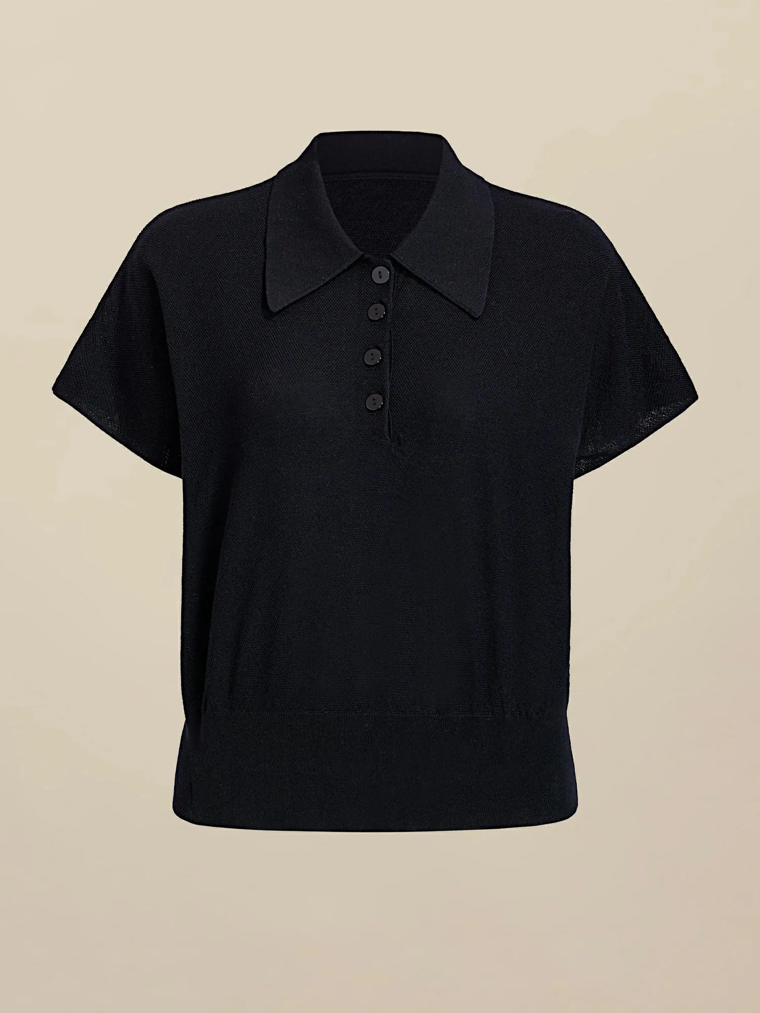 Amoretu 100% Lyocell Polo Collar Short-Sleeve Casual Top