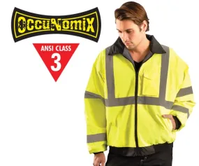 Ansi Class 3 Fleece Lined Bomber Jacket - Lime 3X