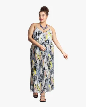 Ava Pleated Maxi Skirt | Light Blue / Yellow