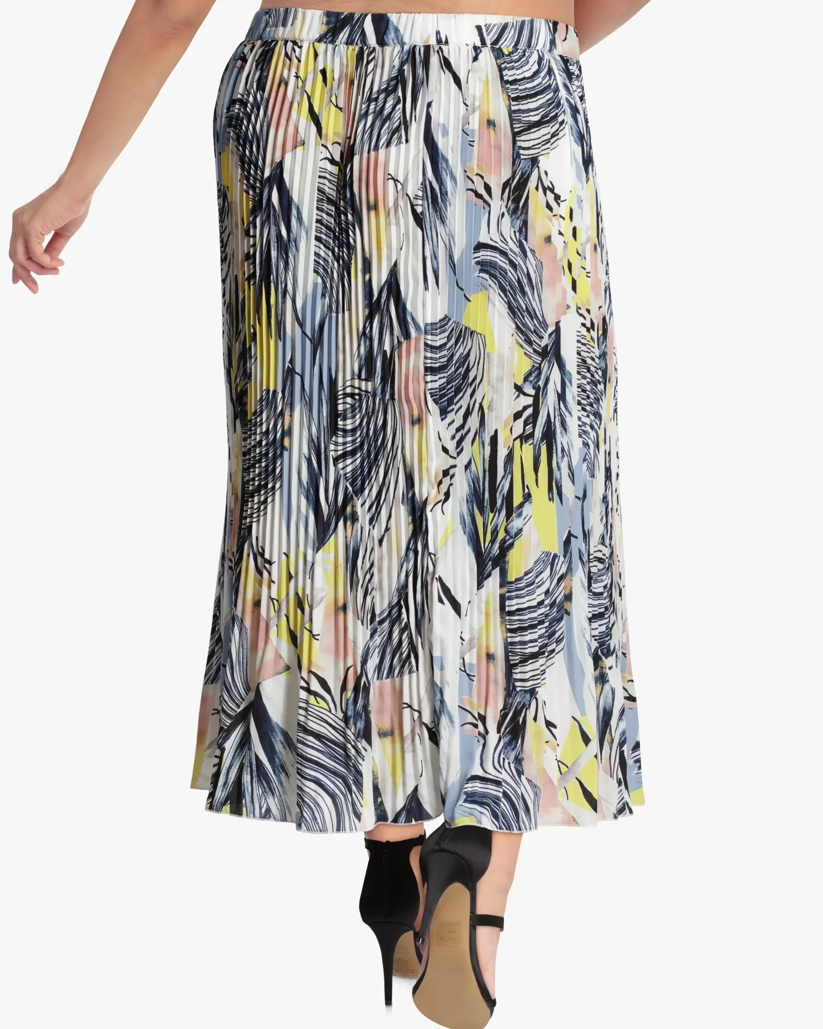 Ava Pleated Maxi Skirt | Light Blue / Yellow