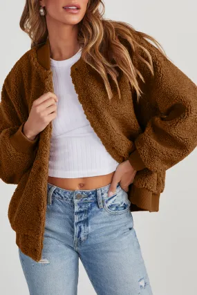 Azura | Chic Teddy Fleece Oversized Bomber Jacket