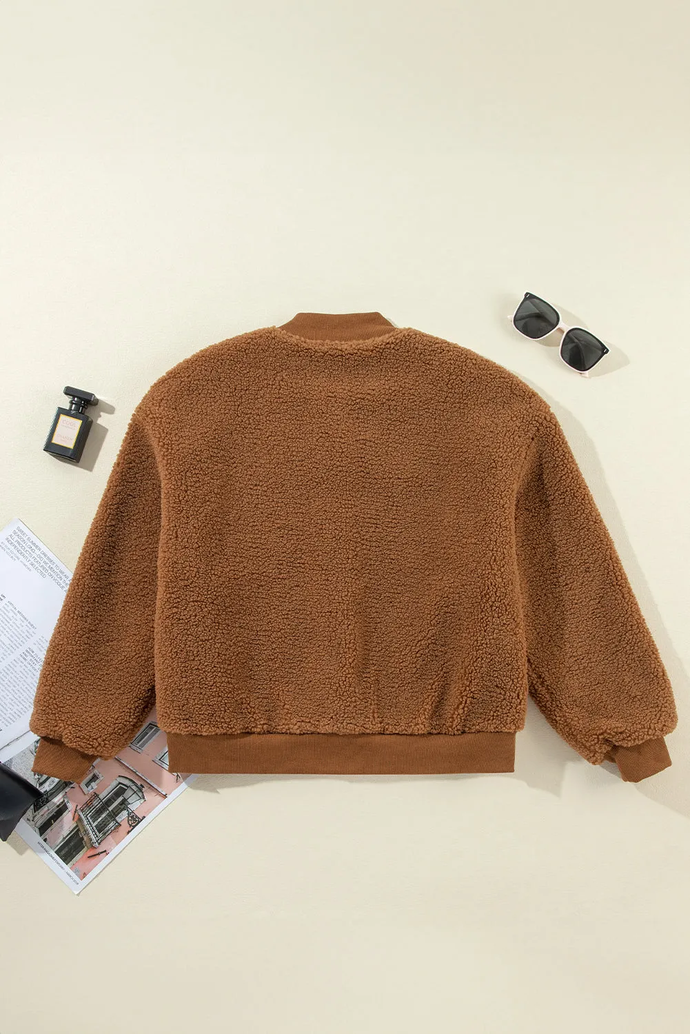 Azura | Chic Teddy Fleece Oversized Bomber Jacket