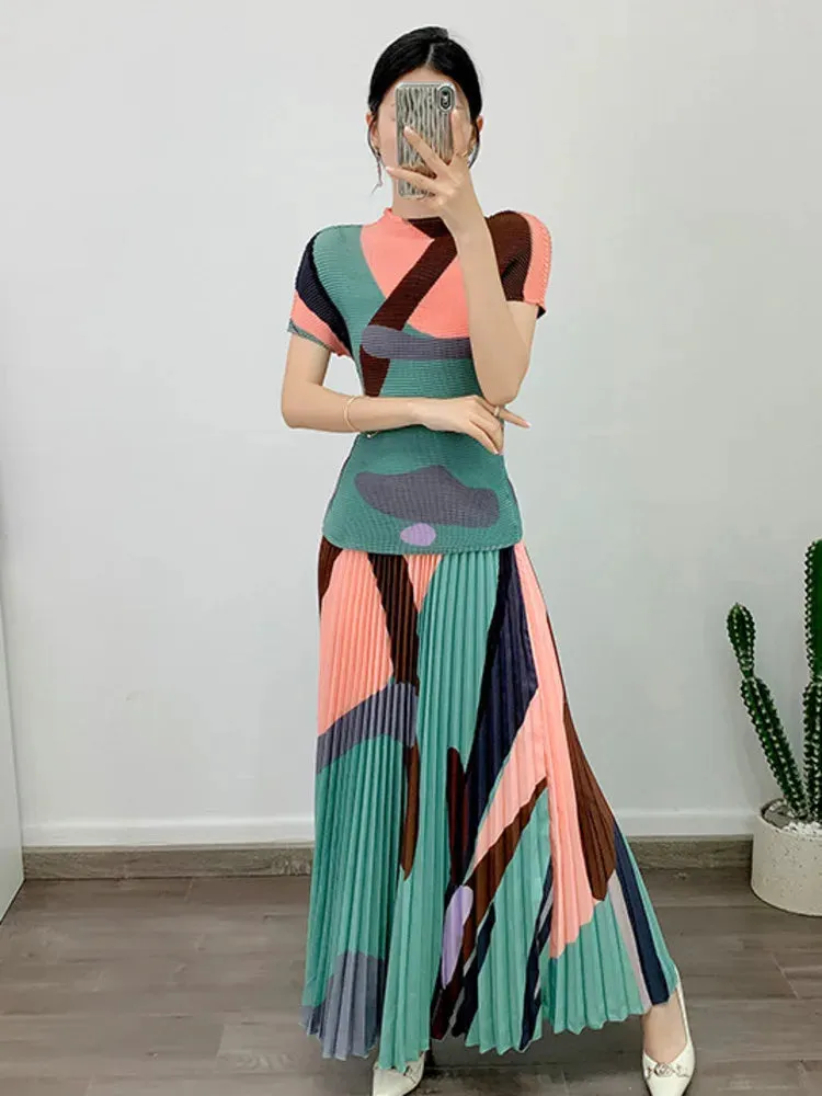 Best 2 Piece Petite Pleated Skirt Set