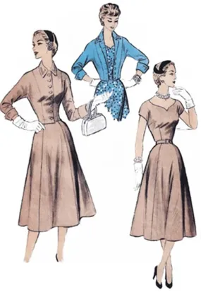 Bishop Method Vintage 1954 Advance 6681 Dress & Jacket Sewing Pattern