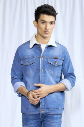 Blue Sherpa Collar Denim Jacket - W21 - MJ0001R