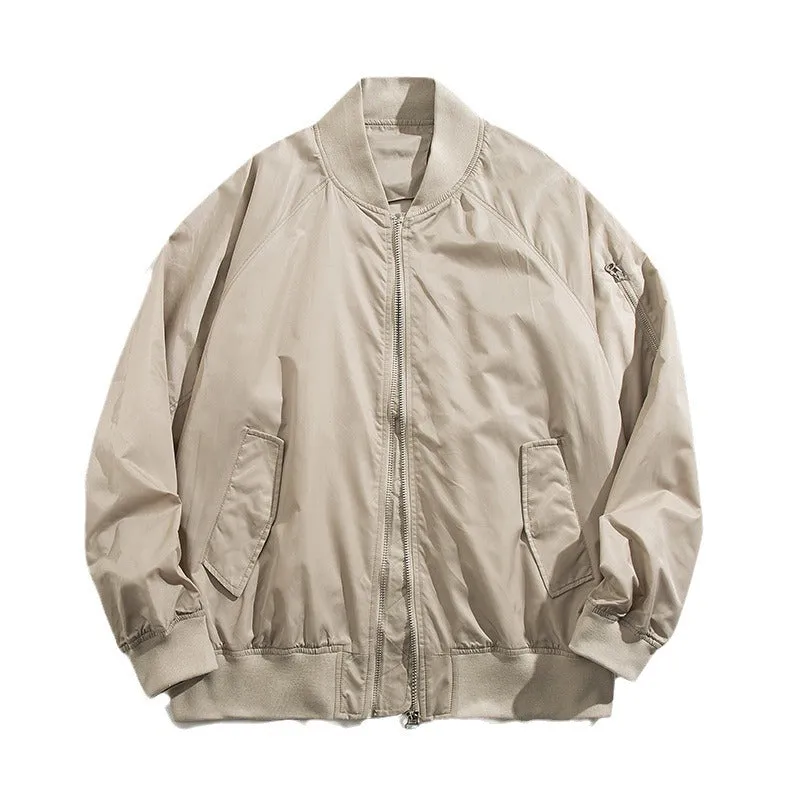 Bonsir bomber jacket American Retro Pilot Jacket Men's Spring Cleanfit Baseball Uniform Pu Shuai Spring and Autumn Vintage Jacket