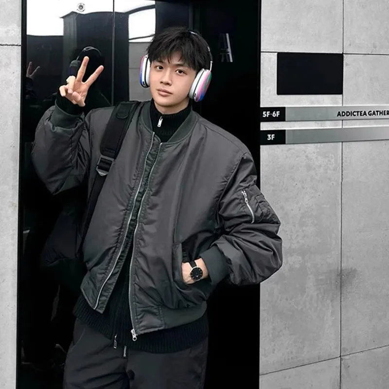 Bonsir bomber jacket American Retro Pilot Jacket Men's Spring Cleanfit Baseball Uniform Pu Shuai Spring and Autumn Vintage Jacket