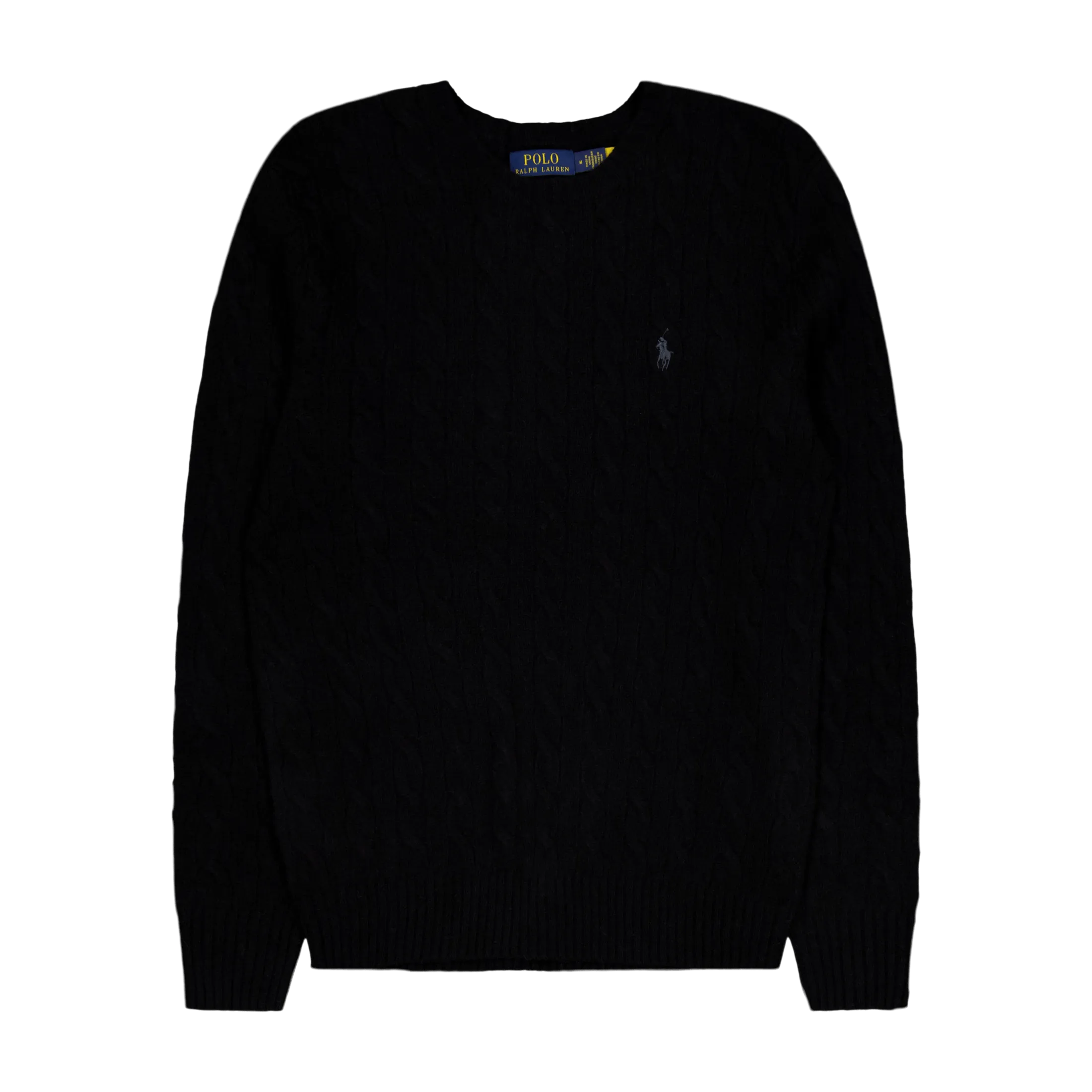 Cable-Knit Wool-Cashmere Sweater Polo Black