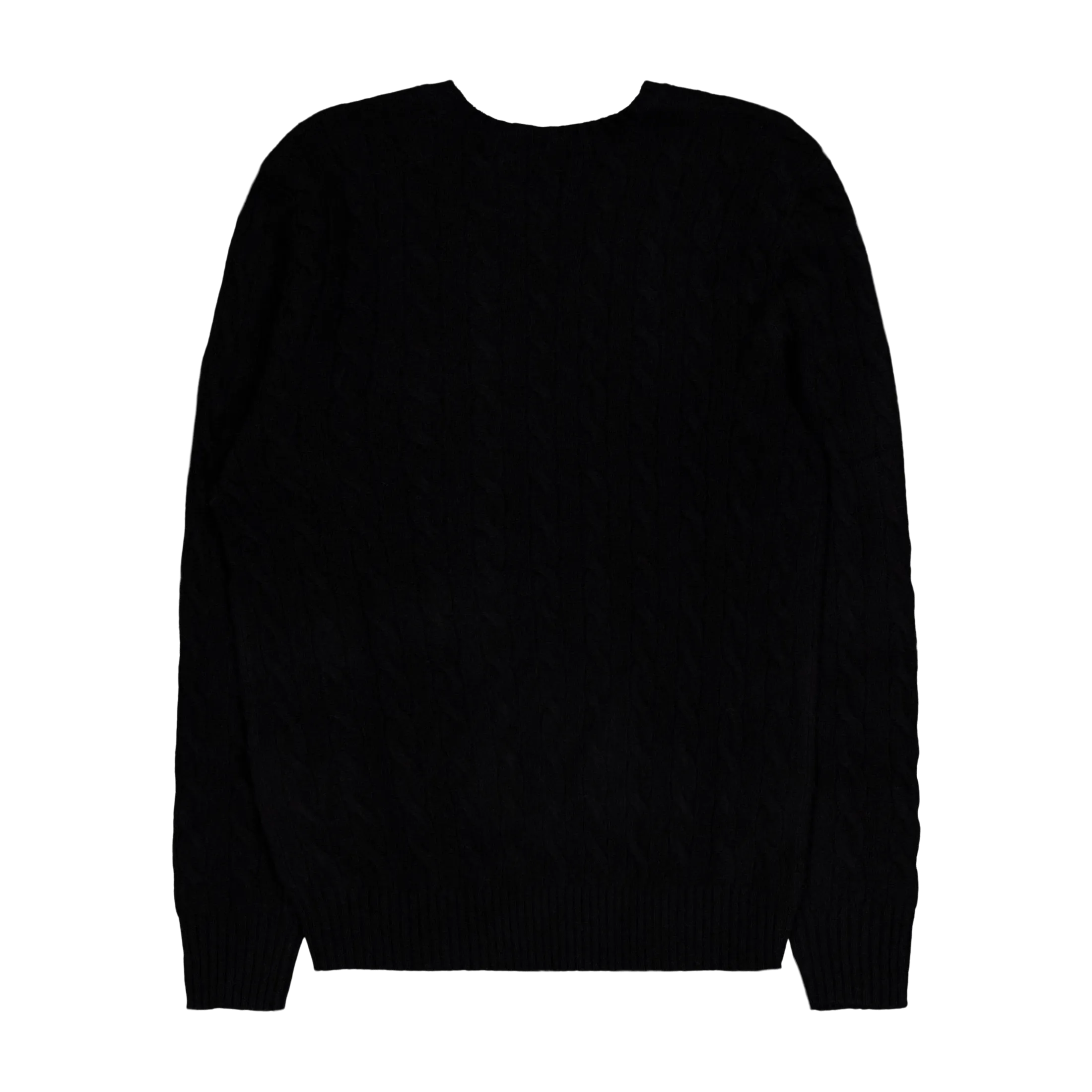 Cable-Knit Wool-Cashmere Sweater Polo Black