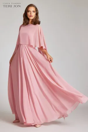 Chiffon Cascade Capelet With Beaded Neckline