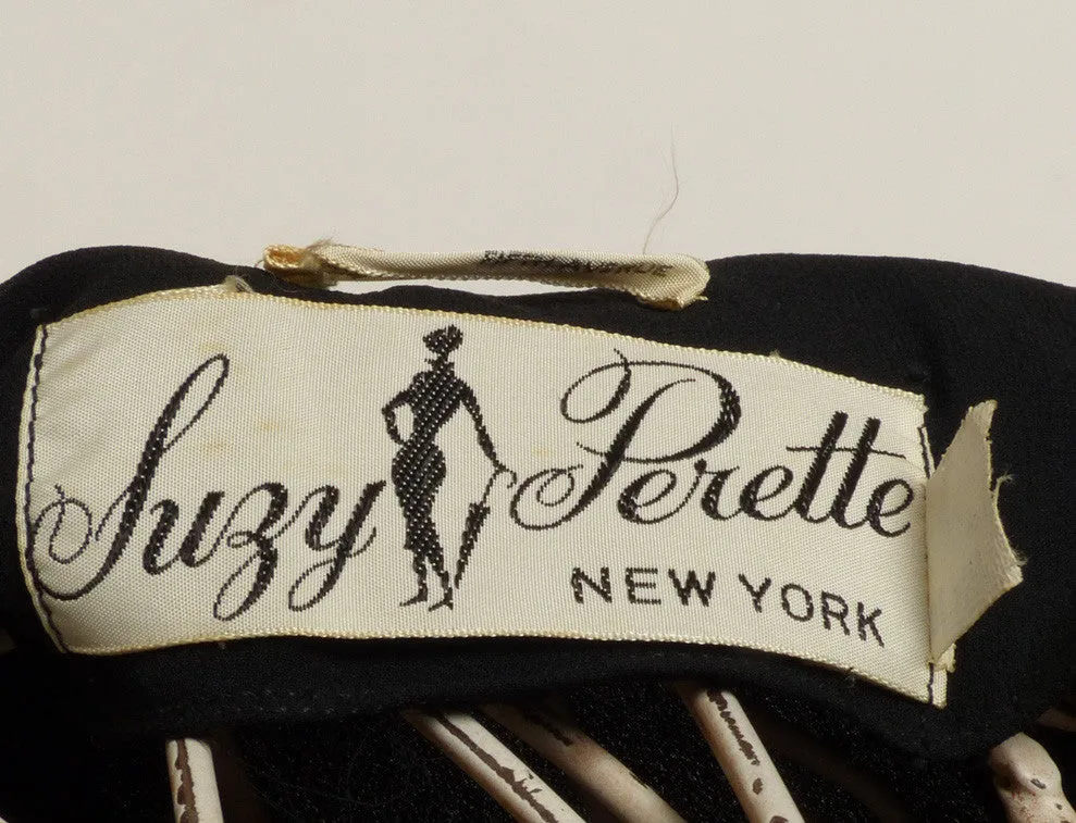 Circa 1950s Suzy Perette Silk Chiffon Black Dress