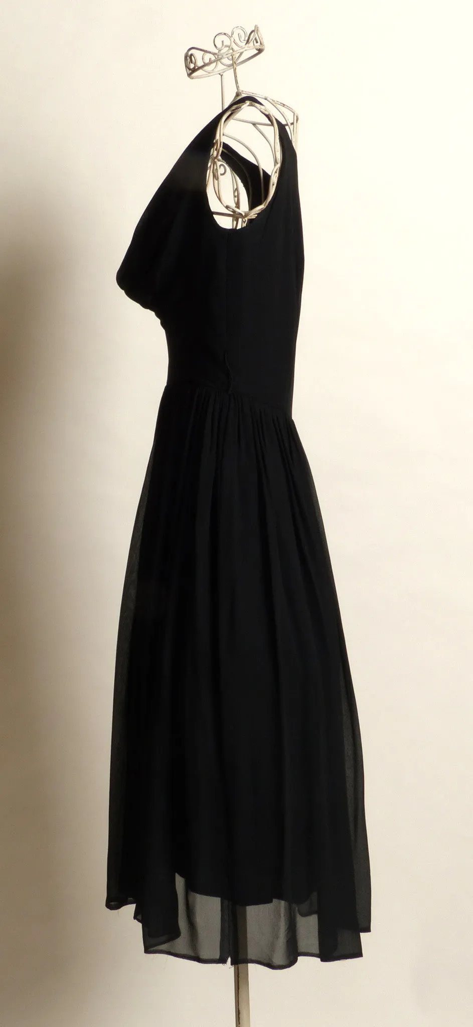 Circa 1950s Suzy Perette Silk Chiffon Black Dress