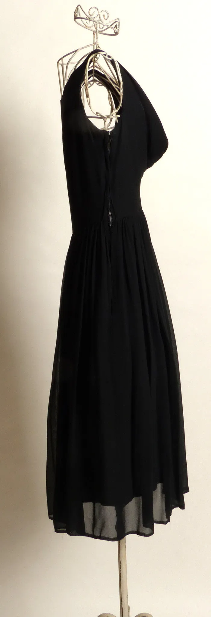 Circa 1950s Suzy Perette Silk Chiffon Black Dress
