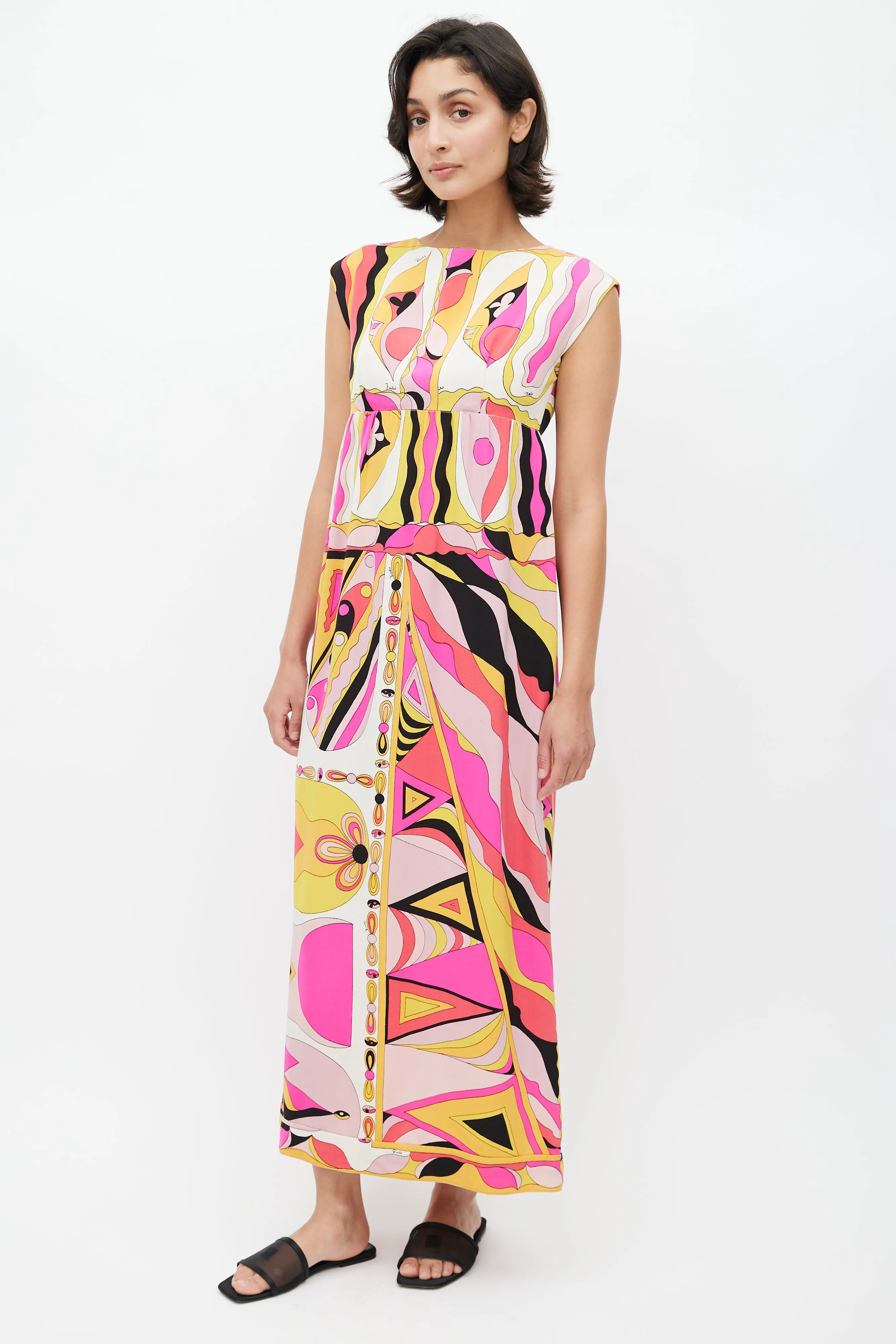 Cream & Multicolour Abstract Dress
