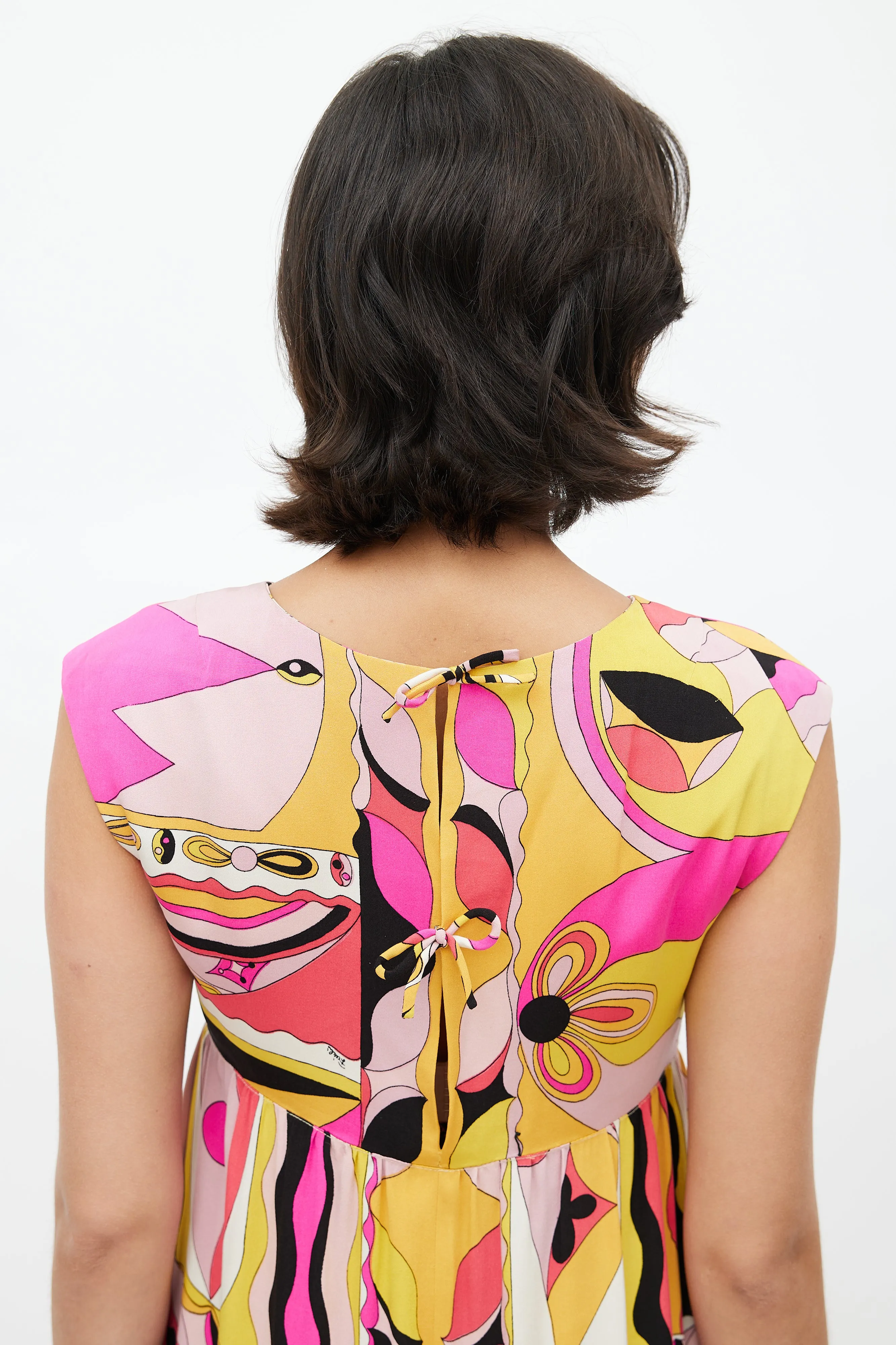 Cream & Multicolour Abstract Dress