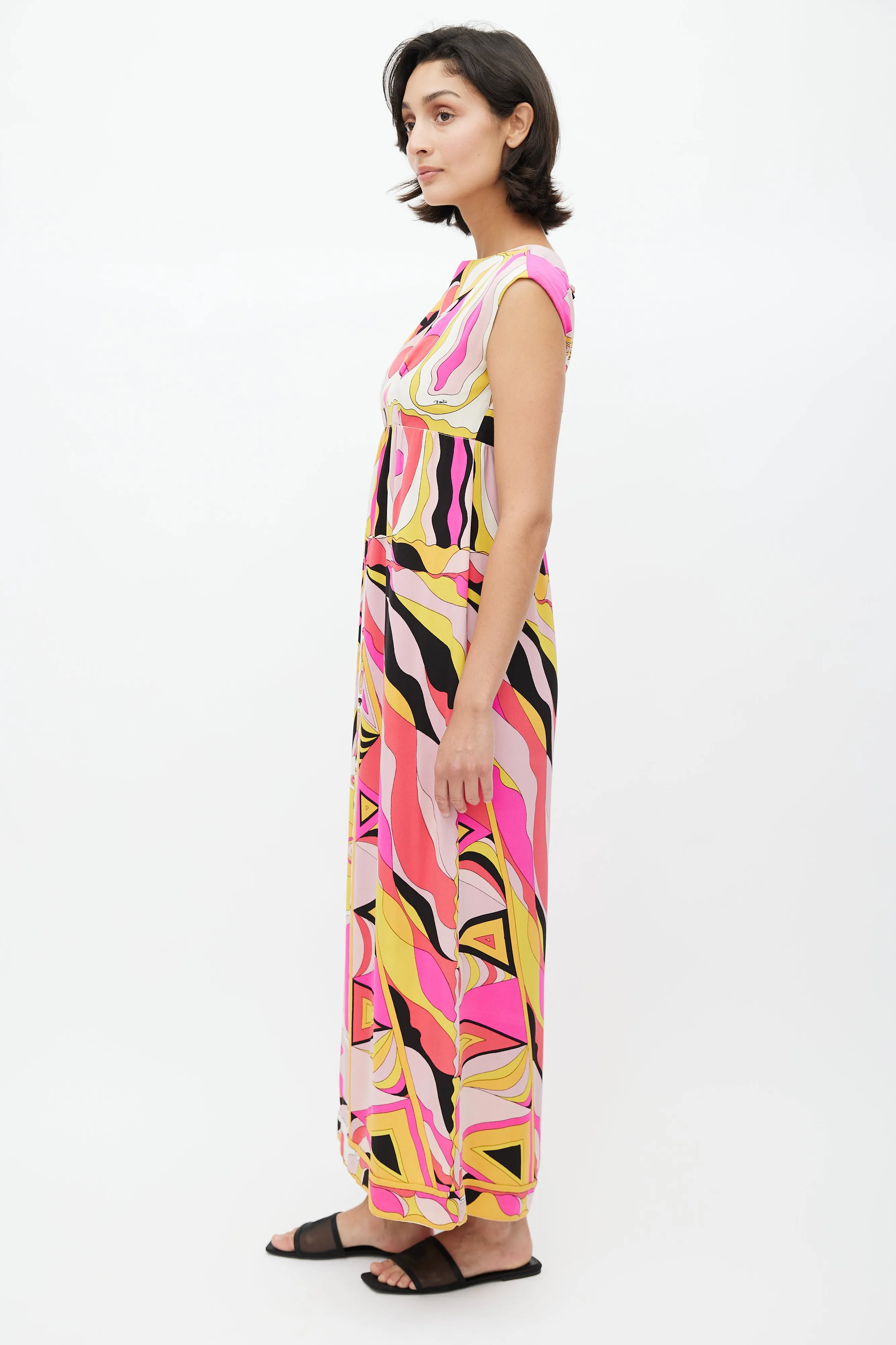 Cream & Multicolour Abstract Dress