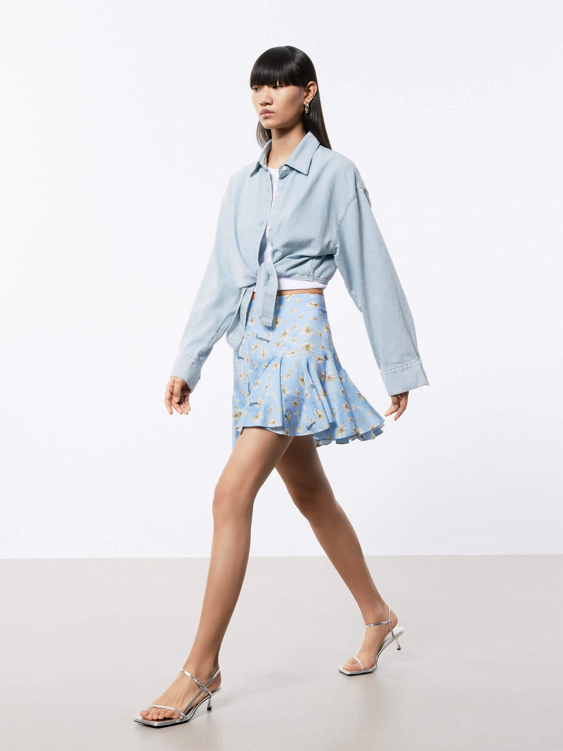 Daisy Print Pleated Skirt