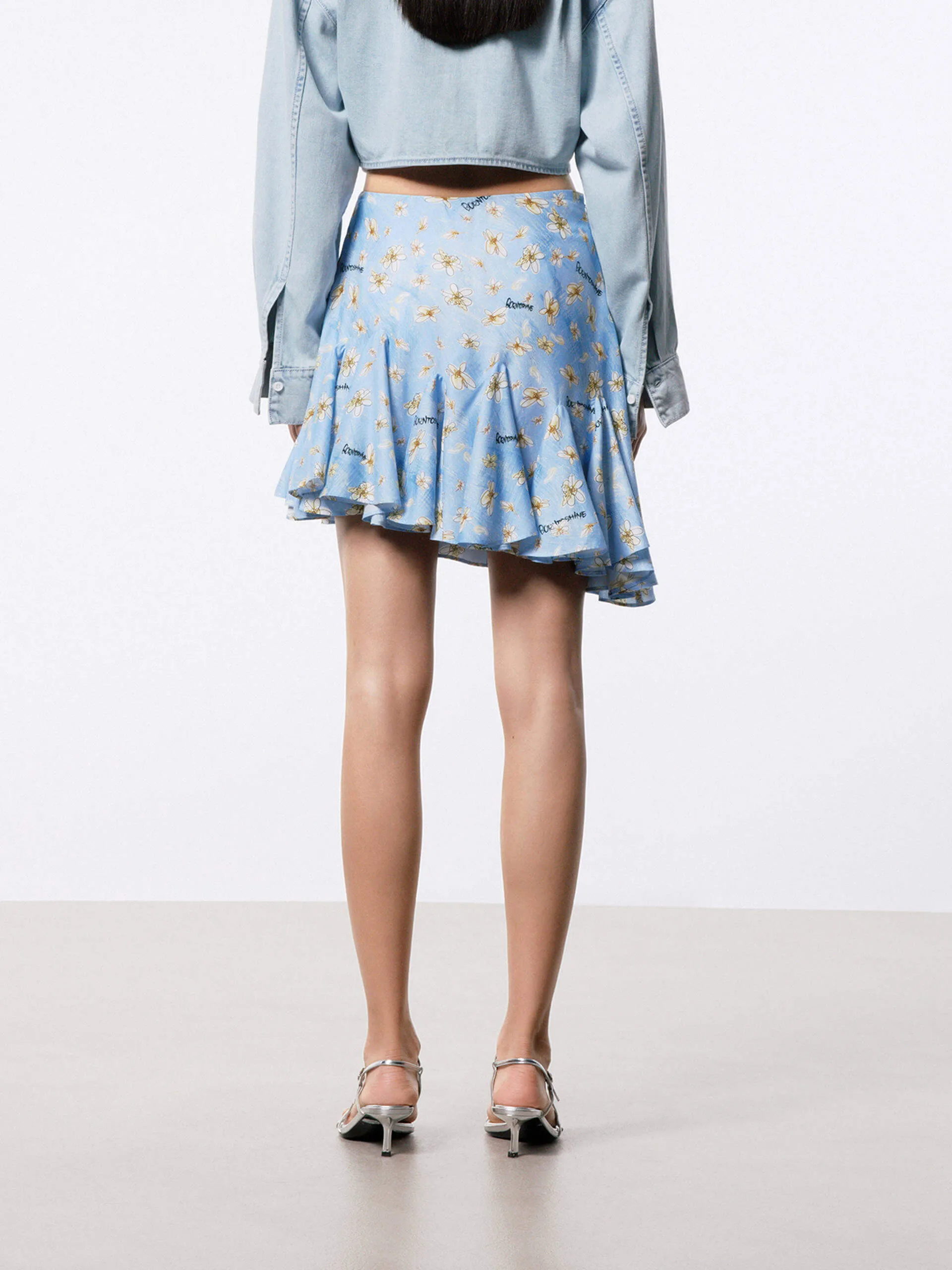 Daisy Print Pleated Skirt