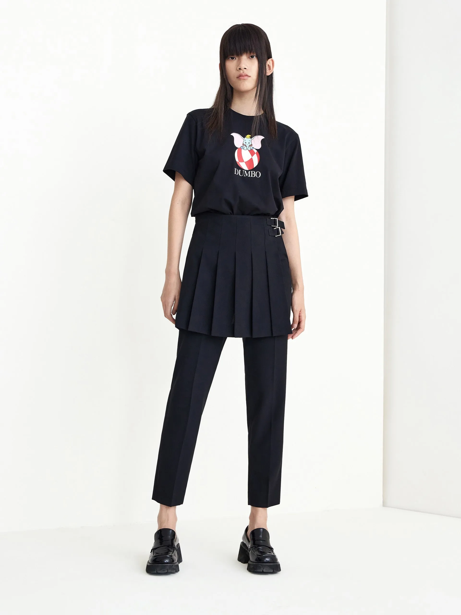 Detachable Pleated Patch Cropped Pants