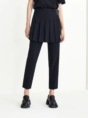 Detachable Pleated Patch Cropped Pants
